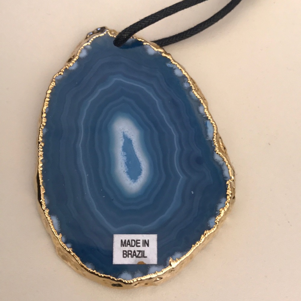 Blue Agate Stone with gold - Picture 1 of 4